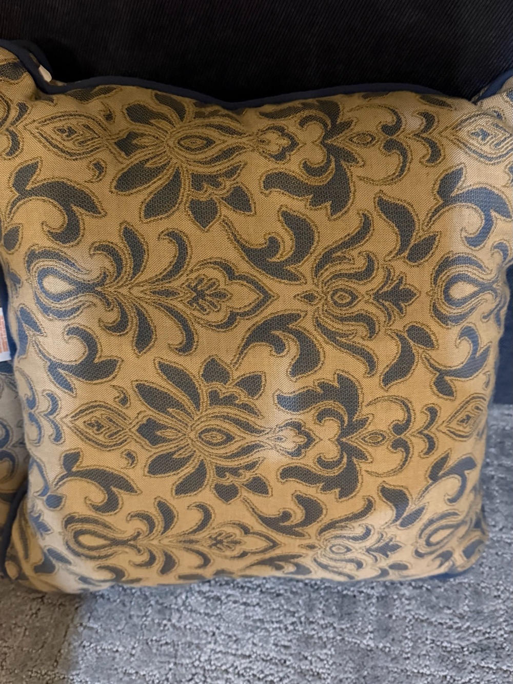 4 Blue Floral Damask Sunbrella  indoor -outdoor  Accent Pillow -